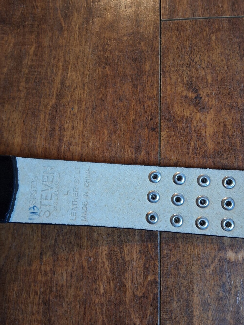 Steve Madden Black Studded Leather Belt Size L Silver Grommet Punk Western Y2K L - Picture 6 of 10